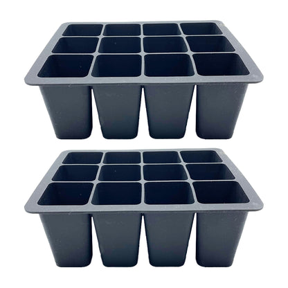 2pcs Seed Starting Tray Reusable Silicone Seedling Pots Indoor Gardening Plant Germination Trays -Black