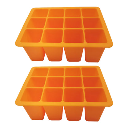 2pcs Seed Starting Tray Reusable Silicone Seedling Pots Indoor Gardening Plant Germination Trays -Orange