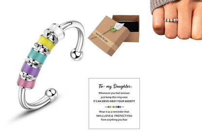 2pcs Fidget Ring for Women To Daughter Anxiety Meditation Ring Adjustable Swivel Ring-Style 2