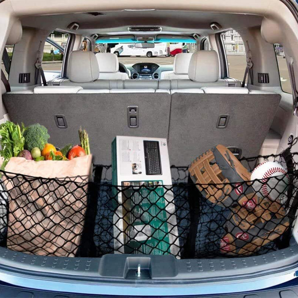 2Pcs Set Car Rear Trunk Net Storage Cargo Trunk Luggage Tidy Organizer