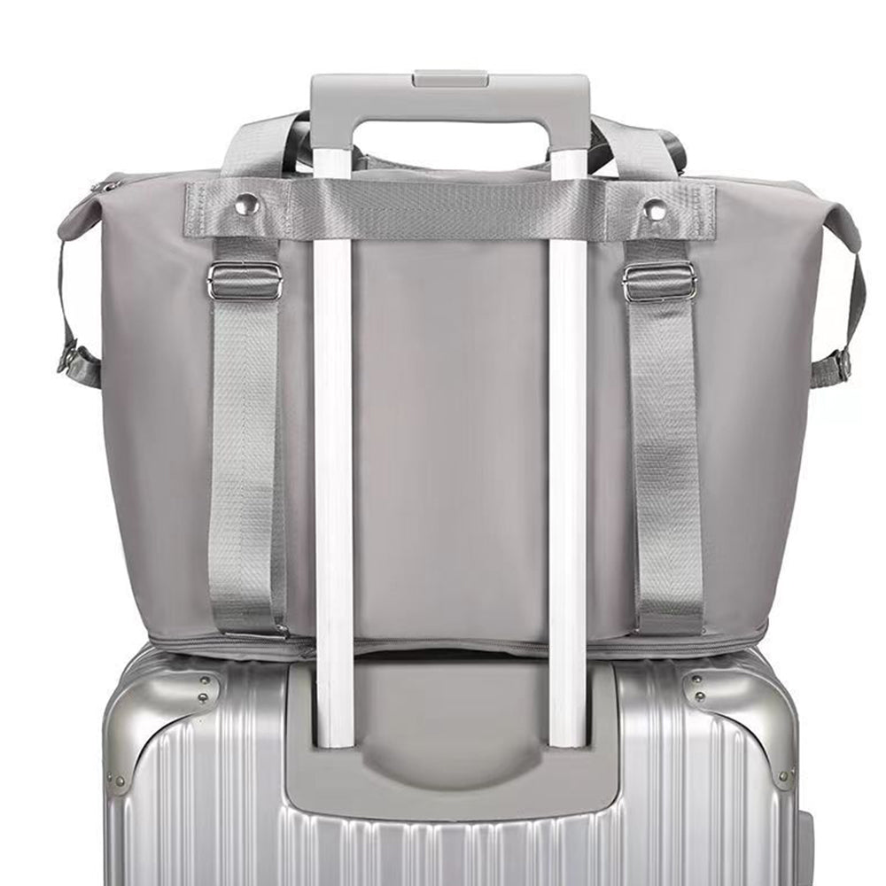 2Pcs Large Capacity Folding Travel Bag Collapsible Travel Bag Expandable Water-resistant Duffel Bag -Grey