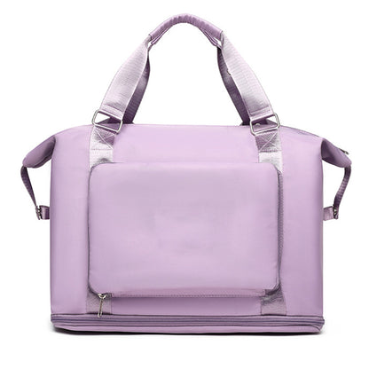 2Pcs Large Capacity Folding Travel Bag Collapsible Travel Bag Expandable Water-resistant Duffel Bag -Purple