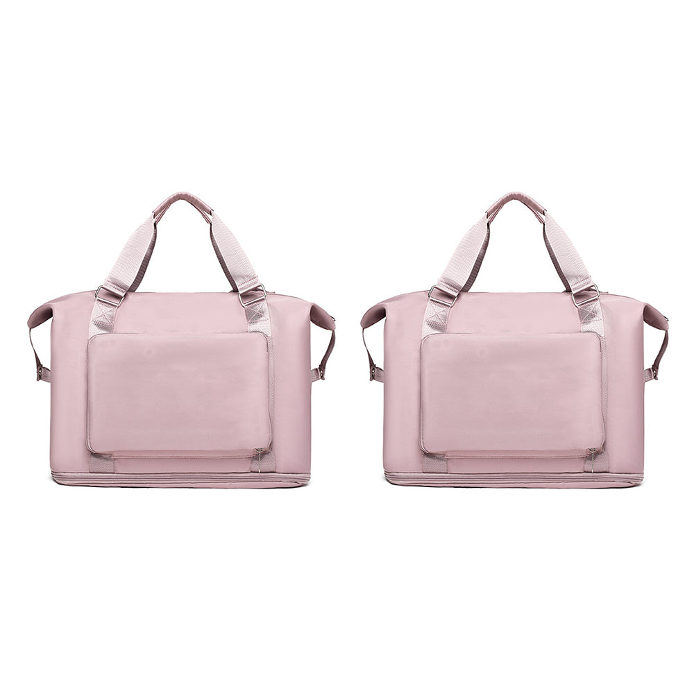 2Pcs Large Capacity Folding Travel Bag Collapsible Travel Bag Expandable Water-resistant Duffel Bag -Pink