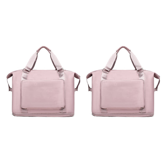 2Pcs Large Capacity Folding Travel Bag Collapsible Travel Bag Expandable Water-resistant Duffel Bag -Pink