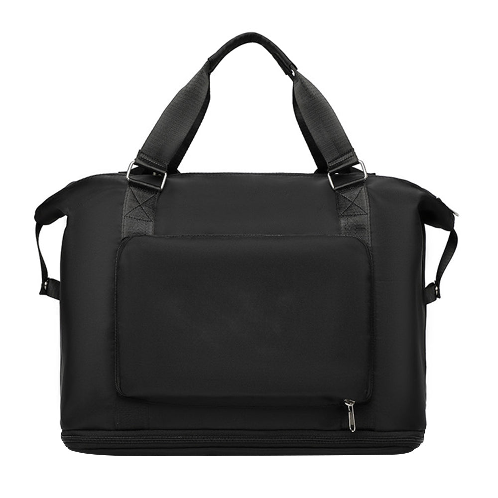 Large Capacity Folding Travel Bag Collapsible Travel Bag Expandable Water-resistant Duffel Bag -Black