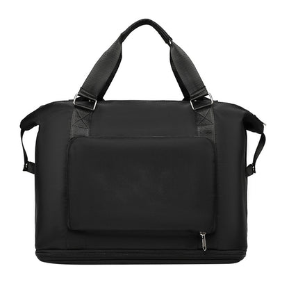 Large Capacity Folding Travel Bag Collapsible Travel Bag Expandable Water-resistant Duffel Bag -Black