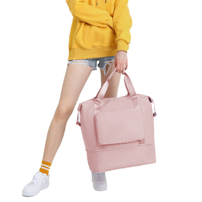 2Pcs Large Capacity Folding Travel Bag Collapsible Travel Bag Expandable Water-resistant Duffel Bag -Pink