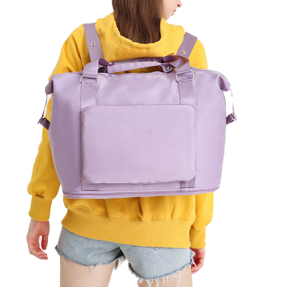 2Pcs Large Capacity Folding Travel Bag Collapsible Travel Bag Expandable Water-resistant Duffel Bag -Purple