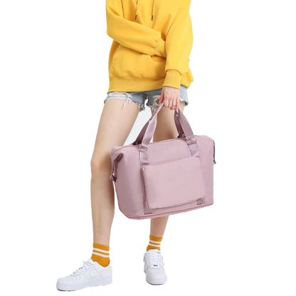 2Pcs Large Capacity Folding Travel Bag Collapsible Travel Bag Expandable Water-resistant Duffel Bag -Pink