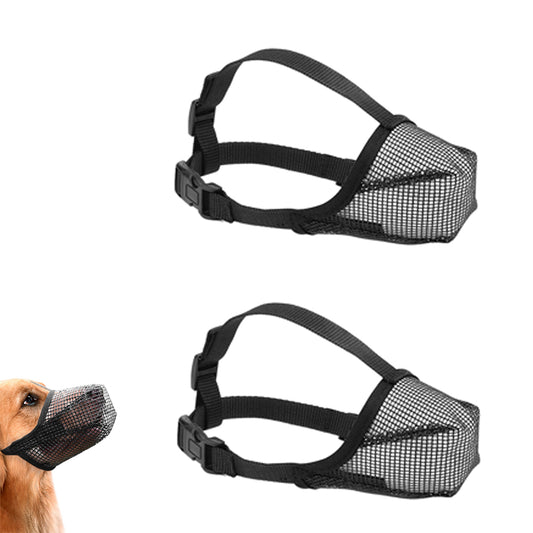 2pcs Dog Muzzle Anti Biting Barking Chewing Breathable Air Mesh Pet Muzzle -L