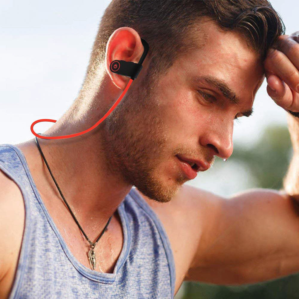 Wireless Headphones Wireless Earbuds 2pcs Bluetooth 5.0 Wireless Headphones Running Sports Ear Hanging Headphones -Red