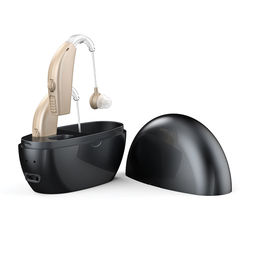 Hearing Aids Rechargeable Hearing Amplifiers for Hearing Loss Seniors with Noise Cancelling-Black