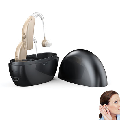Hearing Aids Rechargeable Hearing Amplifiers for Hearing Loss Seniors with Noise Cancelling-Black