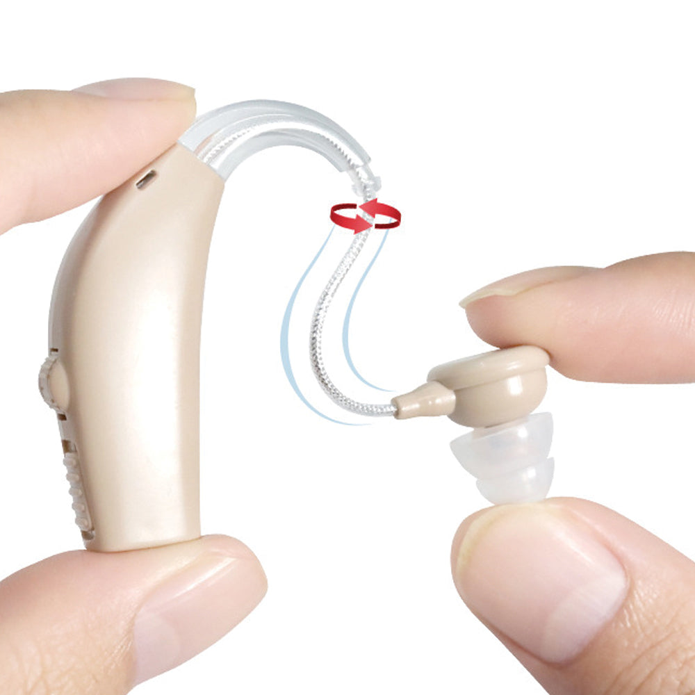 2pcs Hearing Aids Rechargeable Hearing Amplifiers for Hearing Loss Seniors with Noise Cancelling-Black