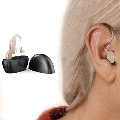 Hearing Aids Rechargeable Hearing Amplifiers for Hearing Loss Seniors with Noise Cancelling-Black