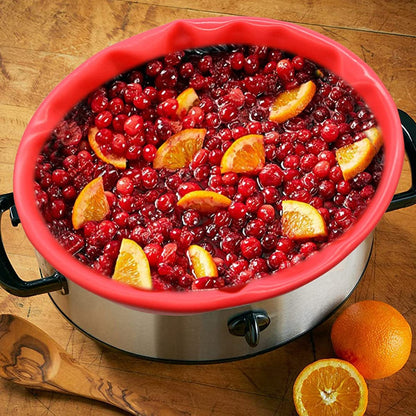 Reusable Slow Cooker Liners Silicone Kitchen Cooking Liner for 8QT Slow Cooker Red