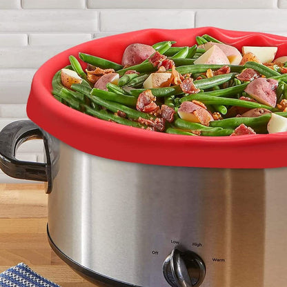 Reusable Slow Cooker Liners Silicone Kitchen Cooking Liner for 8QT Slow Cooker Red