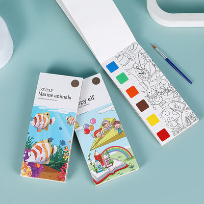 Toy 2Pcs Portable Children Watercolor Painting Book -Style 4 and Style 3
