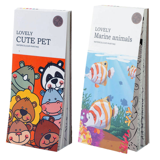 Toy 2Pcs Portable Children Watercolor Painting Book -Style 1 and Style 2