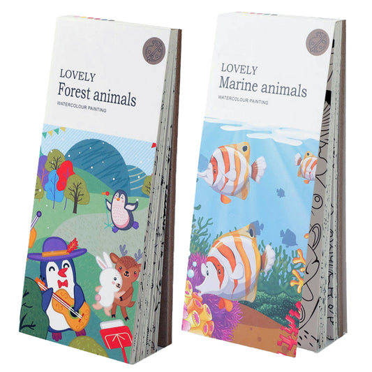 Toy 2Pcs Portable Children Watercolor Painting Book -Style 2 and Style 3