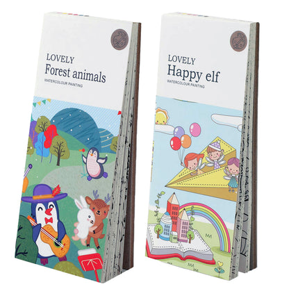 Toy 2Pcs Portable Children Watercolor Painting Book -Style 4 and Style 3