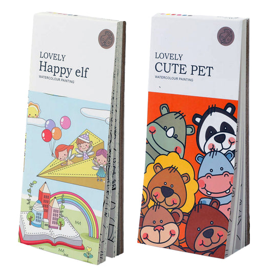 Toy 2Pcs Portable Children Watercolor Painting Book -Style 1 and Style 4
