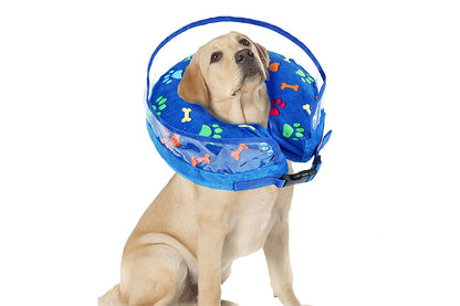 Soft Inflatable Dog Cone Collar for Large Medium Small Pet After Surgery-Blue
