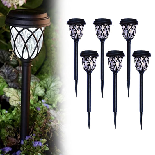 6-Pack Waterproof Solar Pathway Lights Outdoor Solar Garden Lights -White