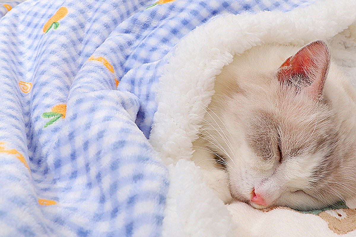 Pet Dog Bed Blankets Fluffy Fleece Dog Throw Blankets Sleep Mat-Blue