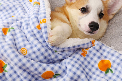 Pet Dog Bed Blankets Fluffy Fleece Dog Throw Blankets Sleep Mat-Blue