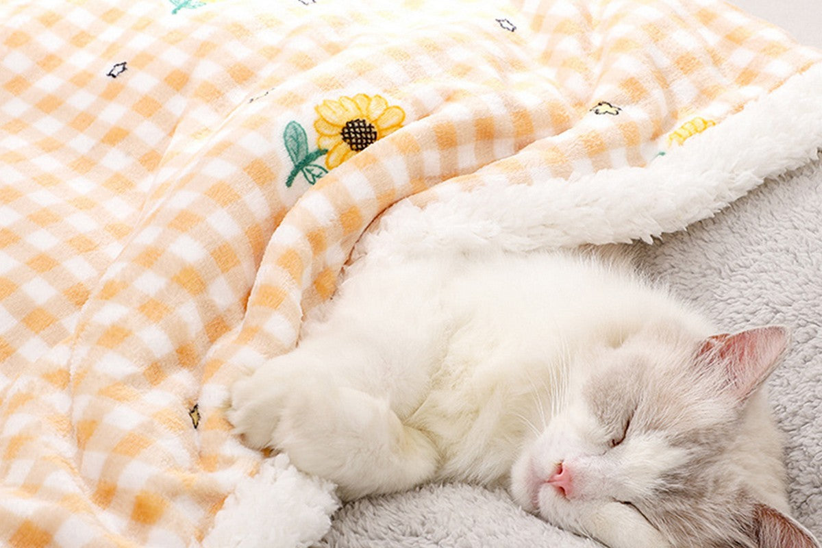 Pet Dog Bed Blankets Fluffy Fleece Dog Throw Blankets Sleep Mat-Orange