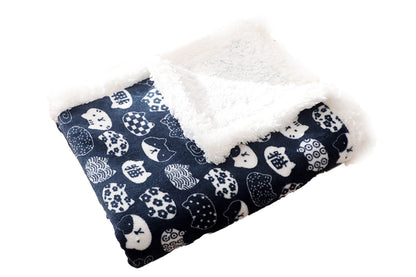 Pet Dog Bed Blankets Fluffy Fleece Dog Throw Blankets Sleep Mat-Navy blue