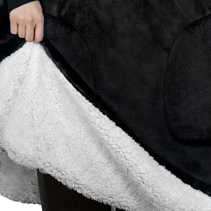 Unisex Oversize Hooded Blanket with Pocket Wearable Hoodie Blanket for Adult Black