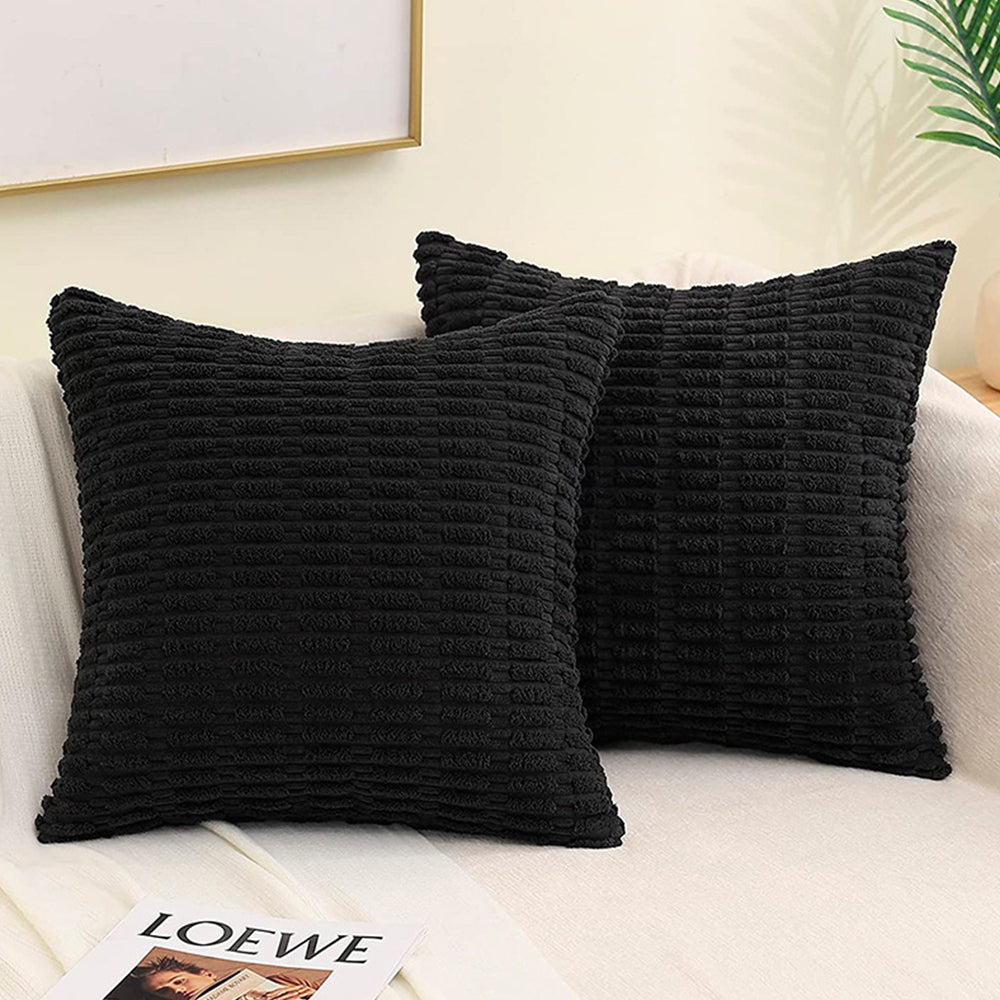 Pillow Cover 2Pcs Boho Decorative Throw Pillow Covers Rustic Modern Farmhouse Home Decor-Black