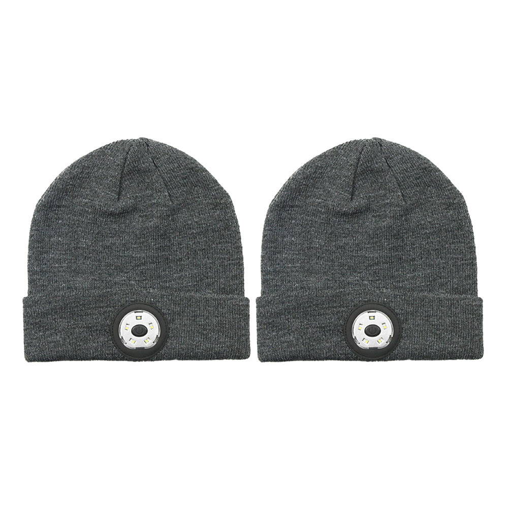 Bluetooth Beanie 2pcs Wireless Bluetooth Beanie Hat with Head Light Wireless Stereo Headphone -Dark Grey