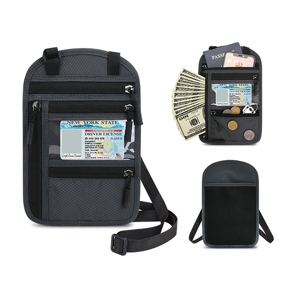 RFID Blocking Passport Holder Multifunctional Passport Holder -Grey