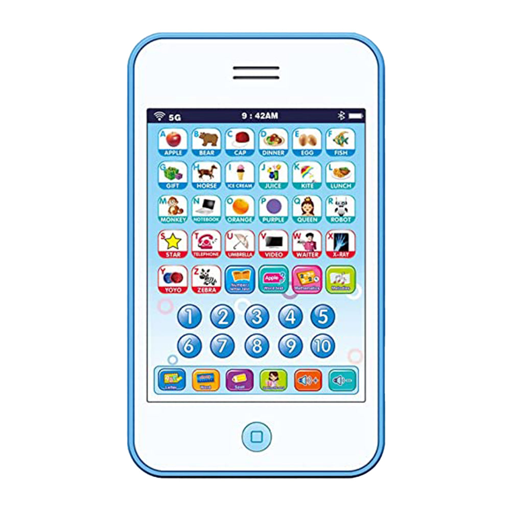 Toy Kids Phone Learning Toy Touch Learning Pad for 3 Year Old and Up-Blue