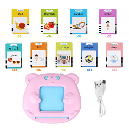 255Pcs Sight Words Talking Flash Cards with Card Reader Toddler Toys Learning Toys Pink