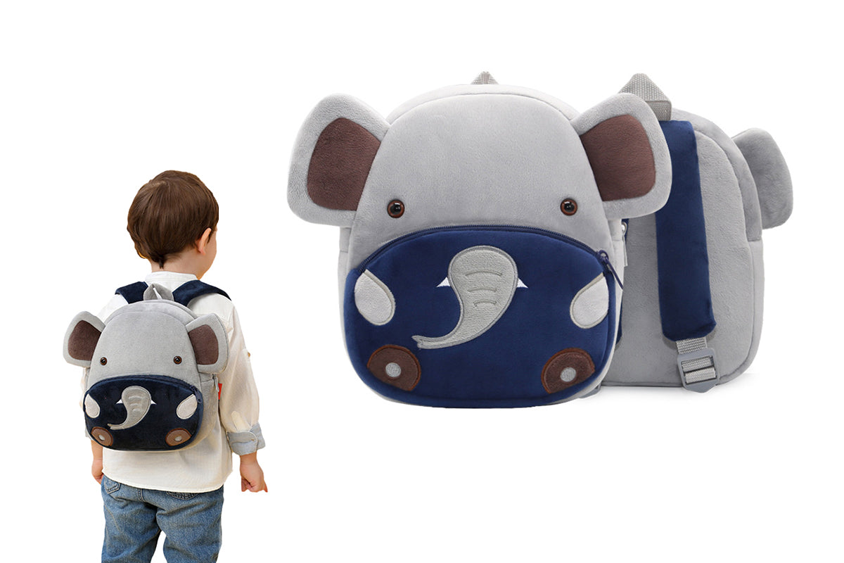 Cute Plush Little Girls Boys Animal Backpacks-Gray