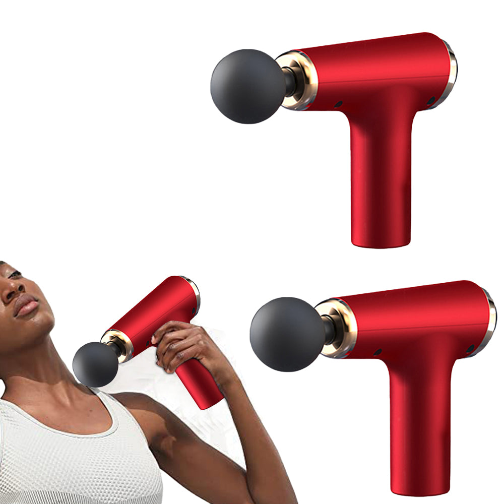 2pcs Massage Gun Deep Tissue Strike Muscle Pain and Muscle Relaxation Portable Muscle Massager -Red