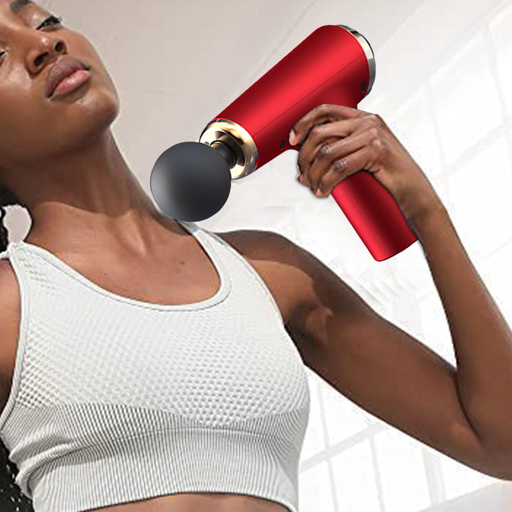 2pcs Massage Gun Deep Tissue Strike Muscle Pain and Muscle Relaxation Portable Muscle Massager -Red