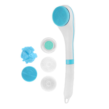 Electric Body Bath Brush Rechargeable Scrubber Shower with Long Handle for Cleanse Exfoliation -Blue