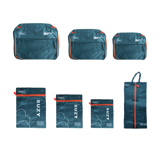 Set of 7Pcs Travel Packing Cube Pouch Clothes Storage Bags Suitcase Luggage Organizer -Green