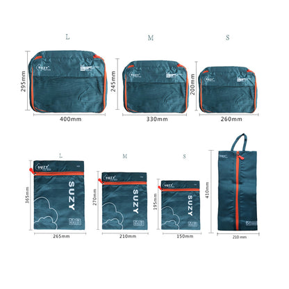 Set of 7Pcs Travel Packing Cube Pouch Clothes Storage Bags Suitcase Luggage Organizer -Green