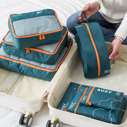 Set of 7Pcs Travel Packing Cube Pouch Clothes Storage Bags Suitcase Luggage Organizer -Green