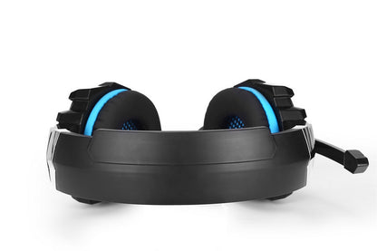 Wireless Gaming Headset Over Ear Headphones with LED Light for PC Mac Laptop Phone-Blue