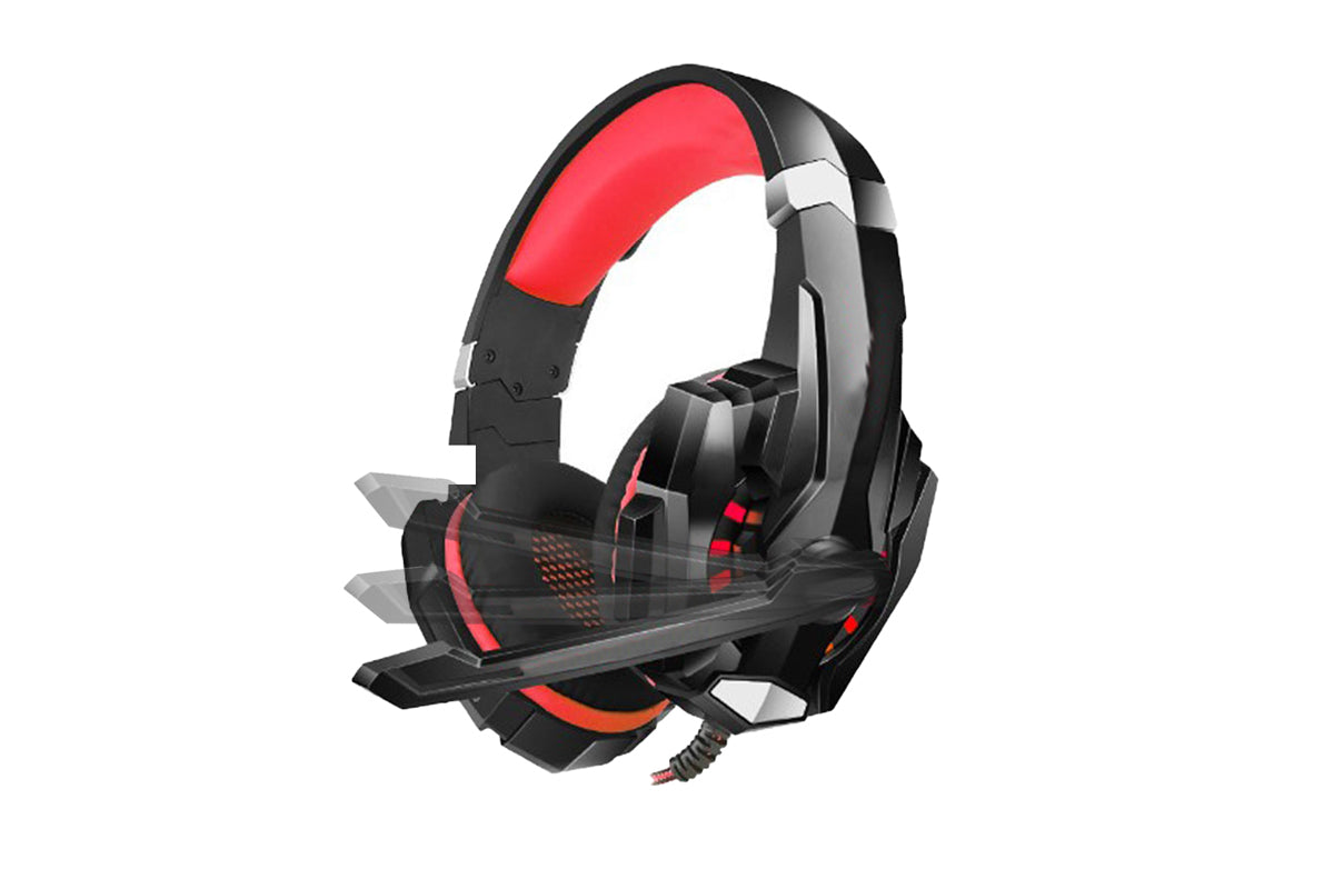 Wireless Gaming Headset Over Ear Headphones with LED Light for PC Mac Laptop Phone-Red