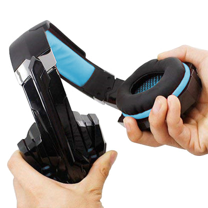 Gaming Headset Headset 3.5mm Gaming Headset MIC LED Headphones Surround for PC Mac Laptop Phone -Blue