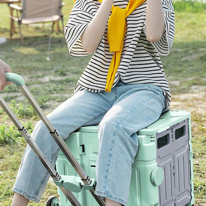 Folding Utility Cart Portable Shopping Camping Rolling Crate Handcart Telescoping Handle Green