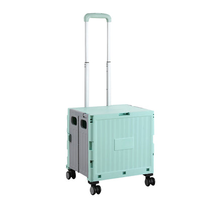 Folding Utility Cart Portable Shopping Camping Rolling Crate Handcart Telescoping Handle Green